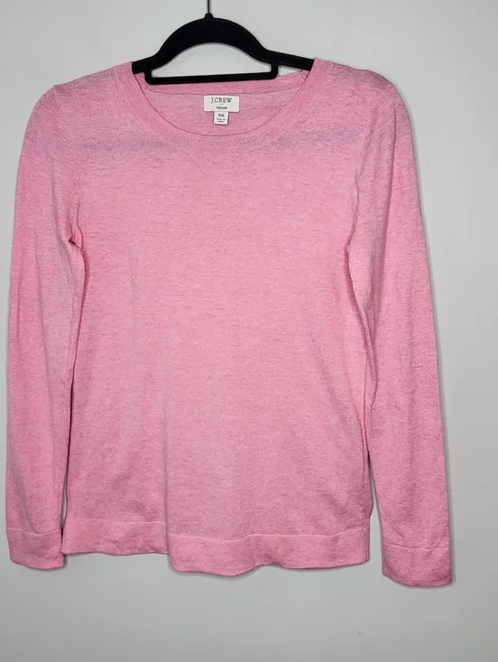 J.Crew Factory Teddie Sweater Pink XS S Preppy Spring Capsule Crewneck Knit - Picture 1 of 8